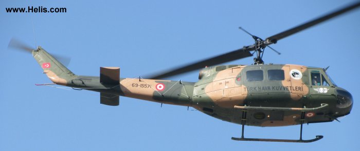 Detailed history and photos of helicopter Bell UH-1H Iroquois Serial 11859 Register 69-15571 used by Türk Hava Kuvvetleri (Turkish Air Force) Track service timeline and current status.