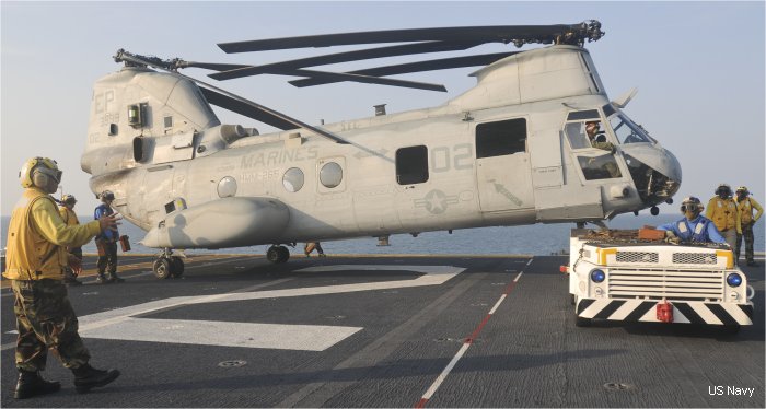 Detailed history and photos of helicopter Boeing-Vertol CH-46D Sea Knight Serial 2350 Register 153999 used by US Navy USN ,US Marine Corps USMC Track service timeline and current status.