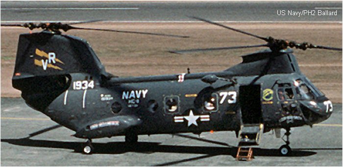 Helicopter Boeing-Vertol CH-46A Serial 2084 Register 151934 used by US Navy USN (United States Naval Aviation) ,US Marine Corps USMC. Built 1965. Aircraft history and location