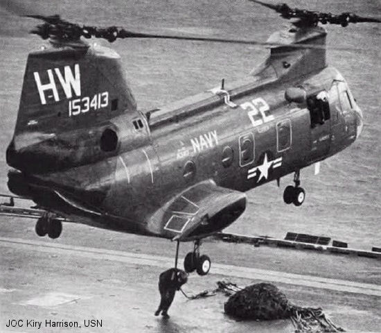 Helicopter Boeing-Vertol UH-46D Serial 2271 Register 153413 used by US Navy (United States Naval Aviation). Built 1967. Aircraft history