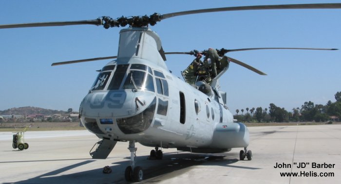 Helicopter Boeing-Vertol CH-46D Serial 2424 Register 154817 used by US Marine Corps. Built 1968. Aircraft history