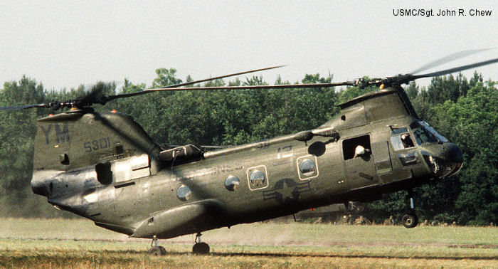 Helicopter Boeing-Vertol CH-46F Serial 2470 Register N301WL 155301 used by INL Air Wing ,US Marine Corps USMC. Built 1968. Aircraft history and location