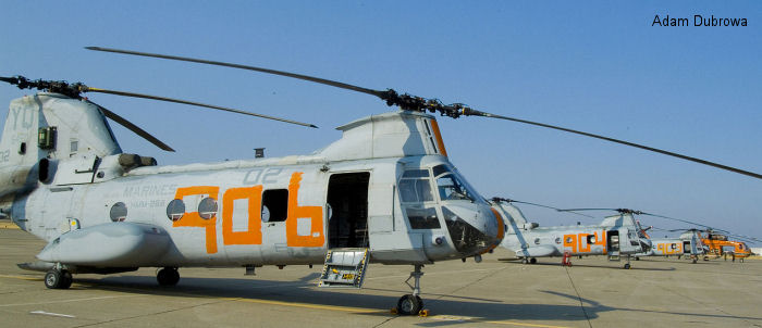 Helicopter Boeing-Vertol CH-46F Serial 2520 Register 156450 used by US Marine Corps USMC. Built 1969. Aircraft history and location