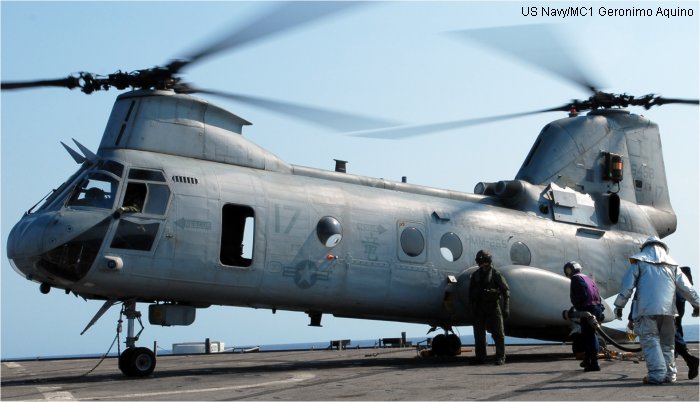 Detailed history and photos of helicopter Boeing-Vertol CH-46F Sea Knight Serial 2528 Register 156458 used by US Marine Corps USMC Track service timeline and current status.