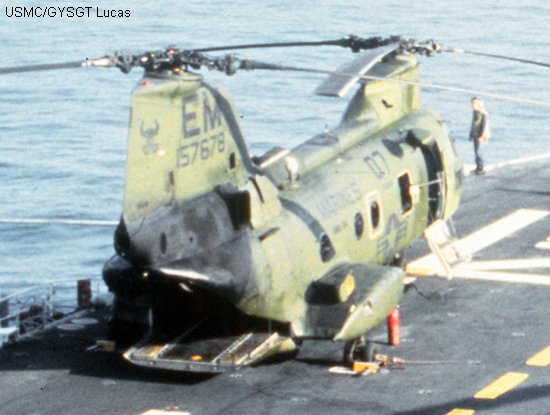 Helicopter Boeing-Vertol CH-46F Serial 2577 Register 157678 used by US Marine Corps USMC. Built 1969. Aircraft history and location