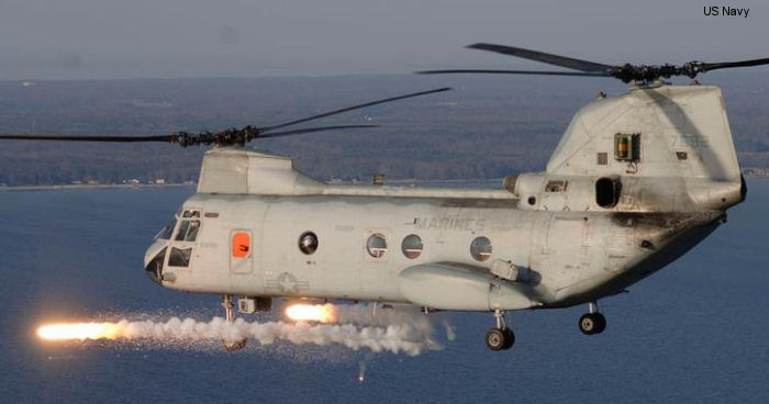 Helicopter Boeing-Vertol CH-46F Serial 2591 Register 157692 used by US Marine Corps. Built 1970. Aircraft history