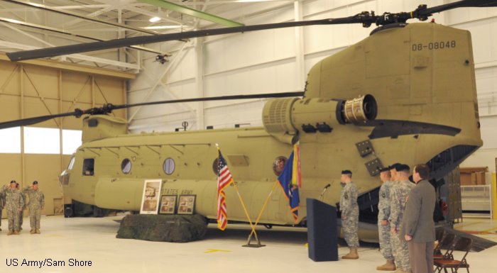 Detailed history and photos of helicopter Boeing CH-47F Chinook Serial M.8048 Register 08-08048 used by US Army Aviation Army Track service timeline and current status.