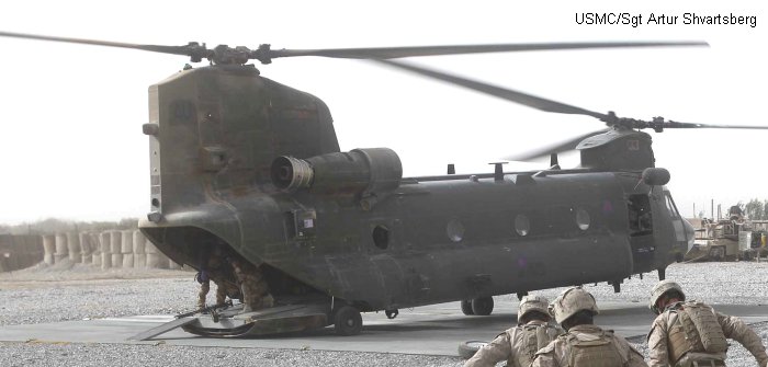 Helicopter Boeing CH-47D Chinook Serial M.7013 Register ZA713 used by Royal Air Force. Built 1981. Aircraft history and location