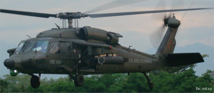 Photos of Black Hawk in Colombian Air Force helicopter service.