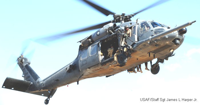 Helicopter Sikorsky HH-60G Pave Hawk Serial 70-1208 Register 87-26008 used by US Air Force USAF. Aircraft history and location