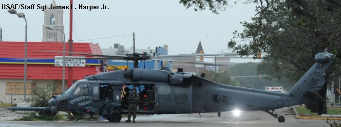 Helicopter Sikorsky HH-60G Pave Hawk Serial 70-1424 Register 89-26201 used by US Air Force USAF. Aircraft history and location
