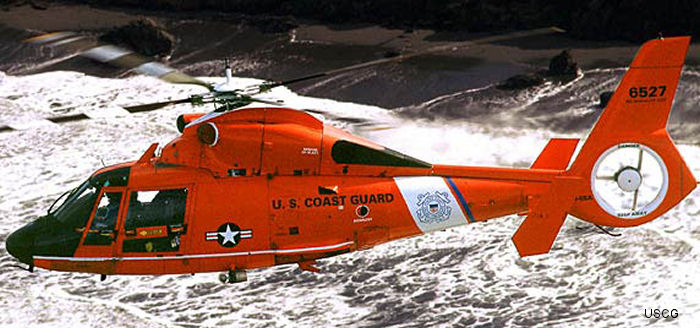 Helicopter Aerospatiale HH-65 Dolphin Serial 6171 Register 6527 used by US Coast Guard USCG. Built 2003. Aircraft history and location