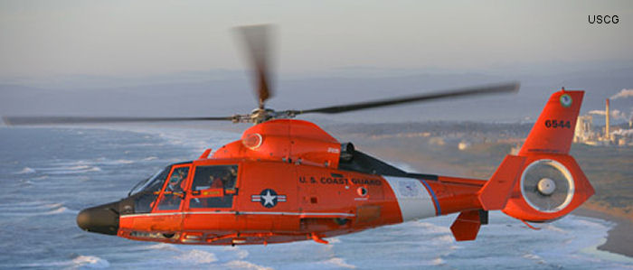 Helicopter Aerospatiale HH-65 Dolphin Serial 6197 Register 6544 used by US Coast Guard USCG. Aircraft history and location