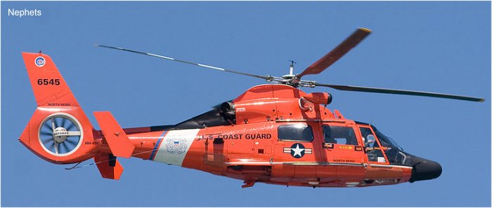 Helicopter Aerospatiale HH-65 Dolphin Serial 6198 Register 6545 used by US Coast Guard USCG. Aircraft history and location