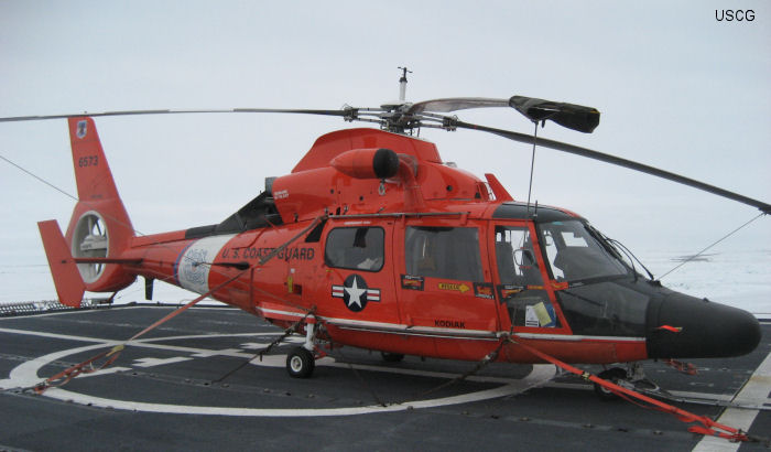 Detailed history and photos of helicopter Aerospatiale HH-65 Dolphin Serial 6269 Register 6573 used by US Coast Guard USCG Track service timeline and current status.