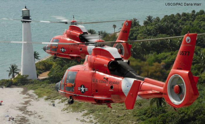 Helicopter Aerospatiale HH-65 Dolphin Serial 6274 Register 6577 used by US Coast Guard USCG. Aircraft history and location
