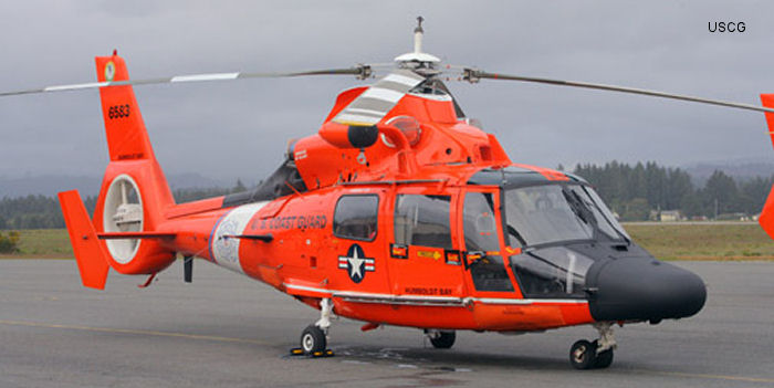 Helicopter Aerospatiale HH-65 Dolphin Serial 6281 Register 6583 used by US Coast Guard USCG. Aircraft history and location