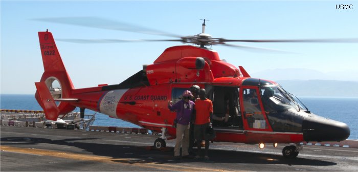 Helicopter Aerospatiale HH-65 Dolphin Serial 6164 Register 6522 used by US Coast Guard USCG. Aircraft history and location