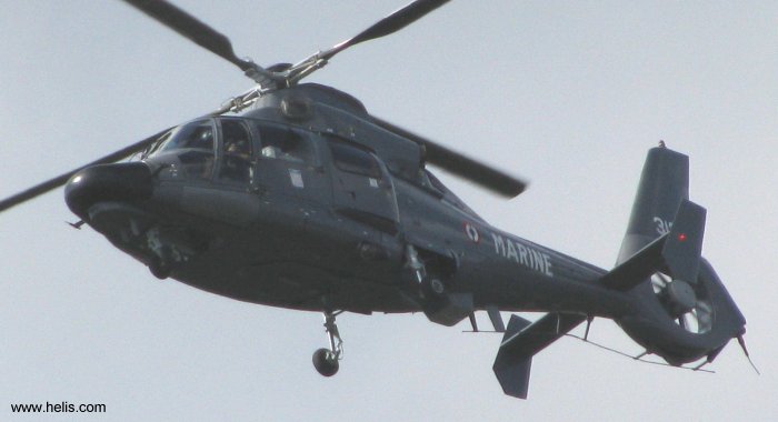 Detailed history and photos of helicopter Aerospatiale SA365F1 Dauphin 2 Serial 6313 Register 313 used by Aéronautique Navale (French Navy) Track service timeline and current status.