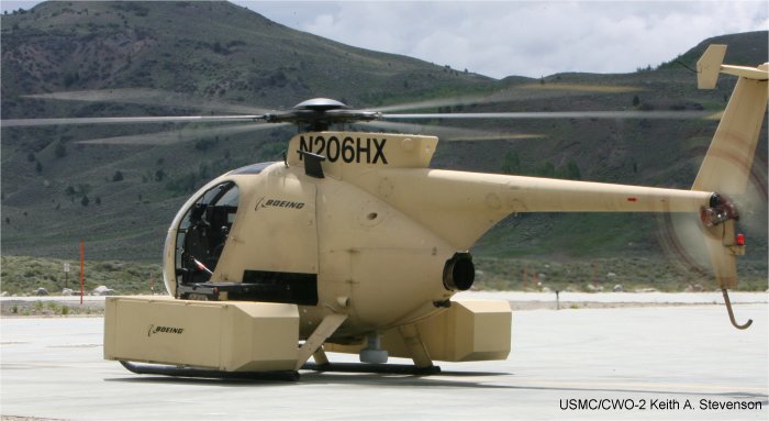 Helicopter Boeing H-6 Serial 06-X002 Register N206HX used by Boeing Helicopters. Built 2007. Aircraft history and location
