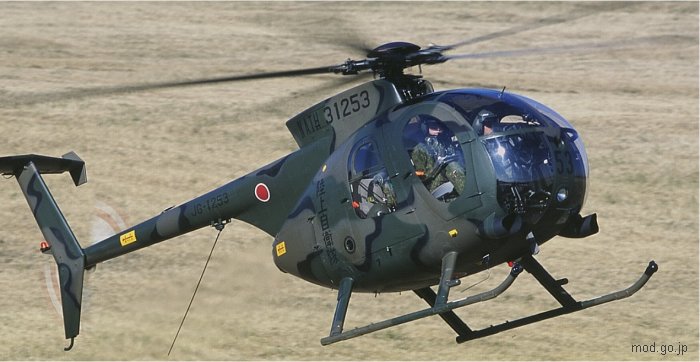 Helicopter Kawasaki OH-6D Serial 6563 Register 31253 used by Japan Ground Self-Defense Force JGSDF (Japanese Army). Aircraft history and location