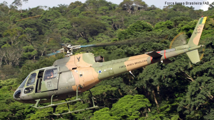 Detailed history and photos of helicopter Aerospatiale HB350B Esquilo Serial 2025 Register 8788 used by Força Aérea Brasileira (Brazilian Air Force) ,Helibras Track service timeline and current status.