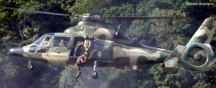 Helicopter Aerospatiale AS565AA Panther Serial 6347 Register EB-2025 used by Comando de Aviação do Exército (Brazilian Army Aviation) ,Helibras. Aircraft history and location