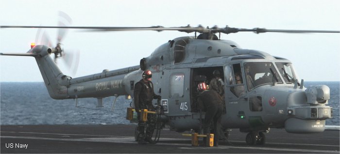 Helicopter Westland Lynx  HAS2 Serial 117 Register XZ691 used by Fleet Air Arm RN (Royal Navy). Built 1979. Aircraft history and location