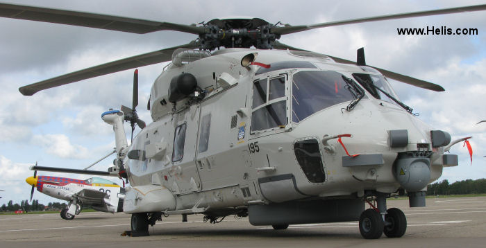 Helicopter NH Industries NH90 NFH Serial 1195 Register N-195 used by Marine Luchtvaartdienst (Royal Netherlands Navy). Aircraft history and location