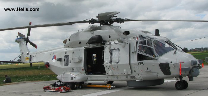 Helicopter NH Industries NH90 NFH Serial 1175 Register N-175 used by Marine Luchtvaartdienst (Royal Netherlands Navy). Aircraft history and location