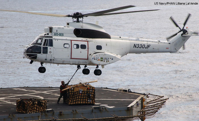 Detailed history and photos of helicopter Aerospatiale SA330J Puma Serial 1514 Register N330JF 9M-SSD G-BFNF used by Erickson ,Evergreen Helicopters ,US Navy USN ,Geo-Seis Helicopters ,Bristow Malaysia ,Bristow Track service timeline and current status.