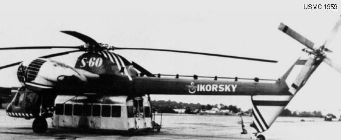 Helicopter Sikorsky S-60 Serial 60-001 Register N807 used by Sikorsky Helicopters. Built 1959. Aircraft history and location