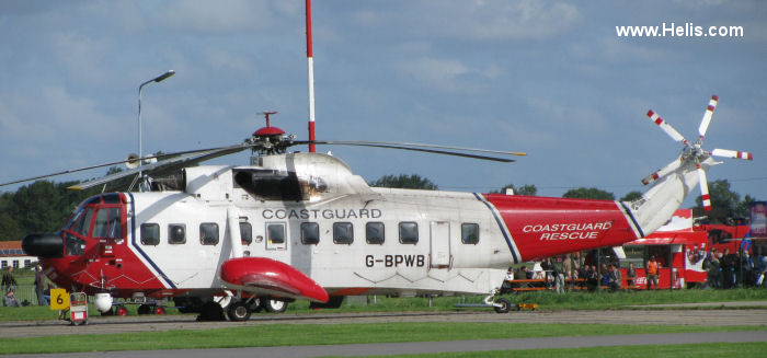 Detailed history and photos of helicopter Sikorsky S-61N Mk.II Serial 61-822 Register OY-HUF G-BPWB EI-BHO used by Air Greenland ,HM Coastguard (Her Majesty’s Coastguard) ,Bristow ,Irish Helicopters Track service timeline and current status.