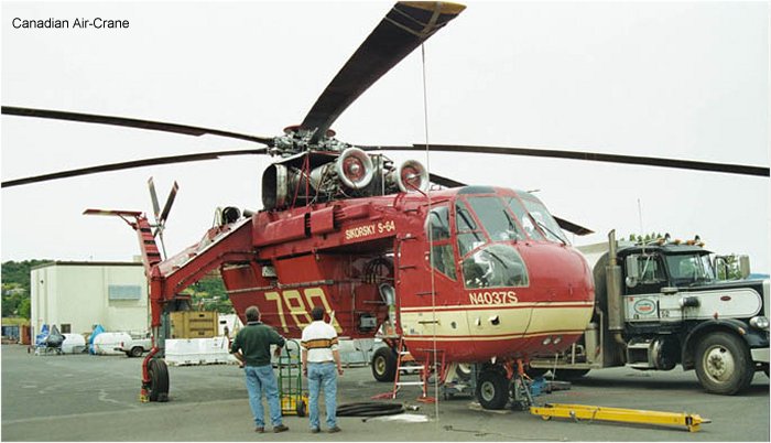Helicopter Sikorsky S-64B Serial 64-101 Register N4037S used by Siller Brothers Inc. Built 1975. Aircraft history and location