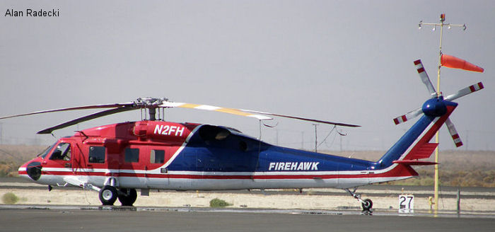 Helicopter Sikorsky S-70C Serial 70-1029 Register N2FH V8-MHB used by Brainerd Helicopters Inc BHI ,Brunei Government HMSF. Built 1986 Converted to S-70 Firehawk. Aircraft history and location