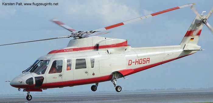 Helicopter Sikorsky S-76A Serial 760093 Register D-HOSA G-BVCW used by Wiking Helikopter Service GmbH ,Brintel Helicopters. Built 1993. Aircraft history and location