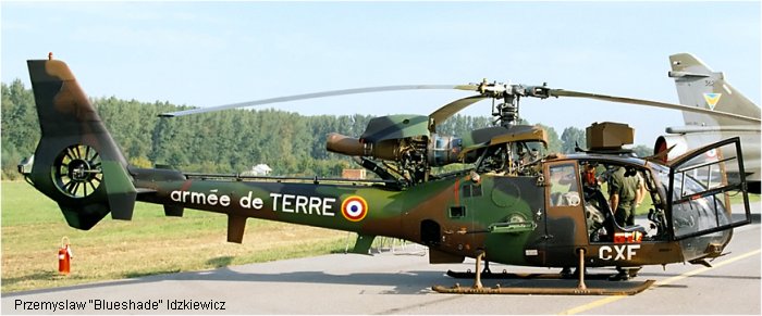 Helicopter Aerospatiale SA342M Gazelle Serial 2039 Register 4039 used by Aviation Légère de l'Armée de Terre ALAT (French Army Light Aviation). Aircraft history and location
