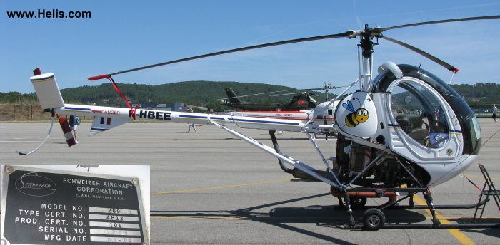 Helicopter Schweizer 300CBi (269C-1) Serial 0265 Register F-HBEE. Built 2006. Aircraft history and location