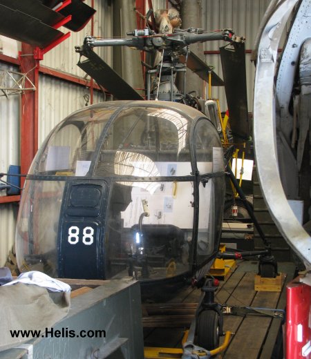 Helicopter Aerospatiale SE3130 Alouette II Serial 1488 Register 488 used by Aéronautique Navale (French Navy). Aircraft history and location
