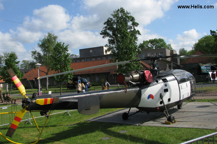 Helicopter Aerospatiale SE3160 / SA316A Alouette III Serial 1253 Register A-253 used by Koninklijke Luchtmacht RNLAF (Royal Netherlands Air Force). Built 1965. Aircraft history and location