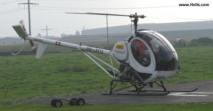 Helicopter Schweizer 300C Serial S1687 Register HB-XFQ used by Heliswiss International AG HSI. Built 1994. Aircraft history and location