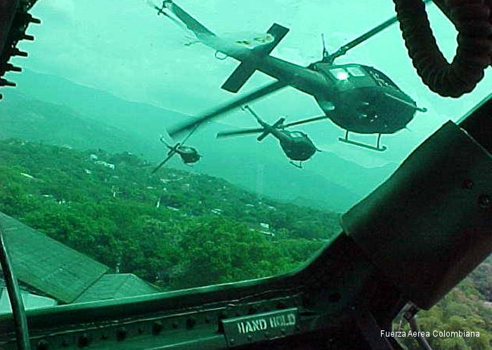 Photos of Bell 205 in Colombian Air Force helicopter service.