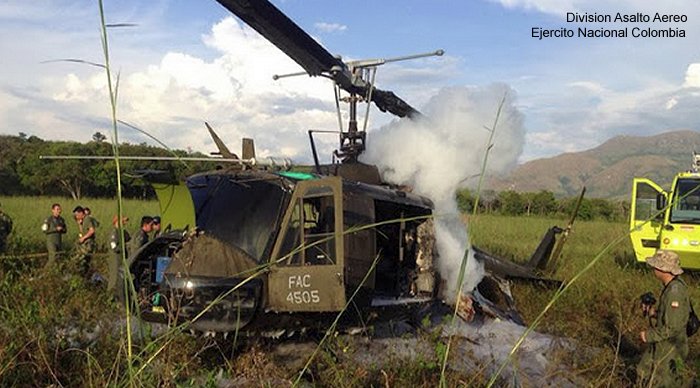 Helicopter Bell UH-1H Iroquois Serial  Register FAC4505 used by Fuerza Aerea Colombiana FAC (Colombian Air Force). Aircraft history and location