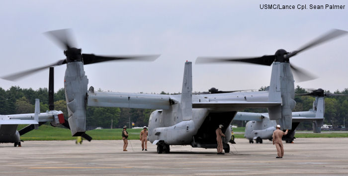 Helicopter Bell MV-22B Osprey Serial D0031 Register 165845 used by US Marine Corps USMC. Aircraft history and location