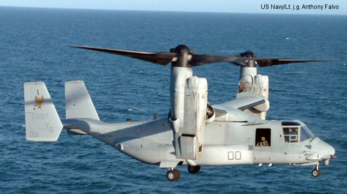 Helicopter Bell MV-22B Osprey Serial D0081 Register 166687 used by US Marine Corps USMC. Aircraft history and location