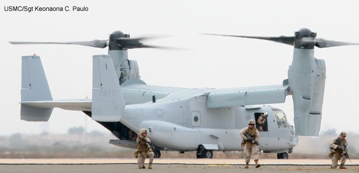 Helicopter Bell MV-22B Osprey Serial D0128 Register 167917 used by US Marine Corps USMC. Built 2010. Aircraft history and location