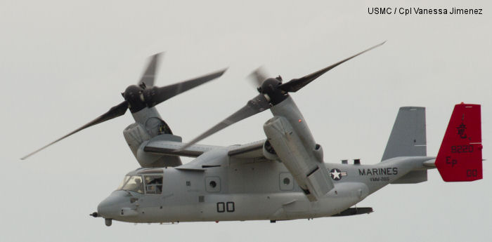 Detailed history and photos of helicopter Bell MV-22B Osprey Serial D0170 Register 168220 used by US Marine Corps USMC Track service timeline and current status.