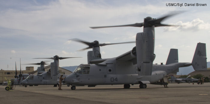 Helicopter Bell MV-22B Osprey Serial D0171 Register 168221 used by US Marine Corps USMC. Aircraft history and location