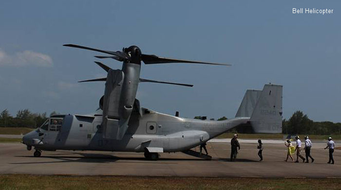 Detailed history and photos of helicopter Bell MV-22B Osprey Serial D0190 Register 168240 used by US Marine Corps USMC Track service timeline and current status.