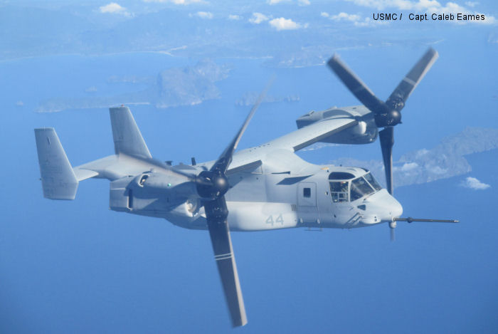 Detailed history and photos of helicopter Bell MV-22B Osprey Serial D0205 Register 168288 used by US Marine Corps USMC Track service timeline and current status.